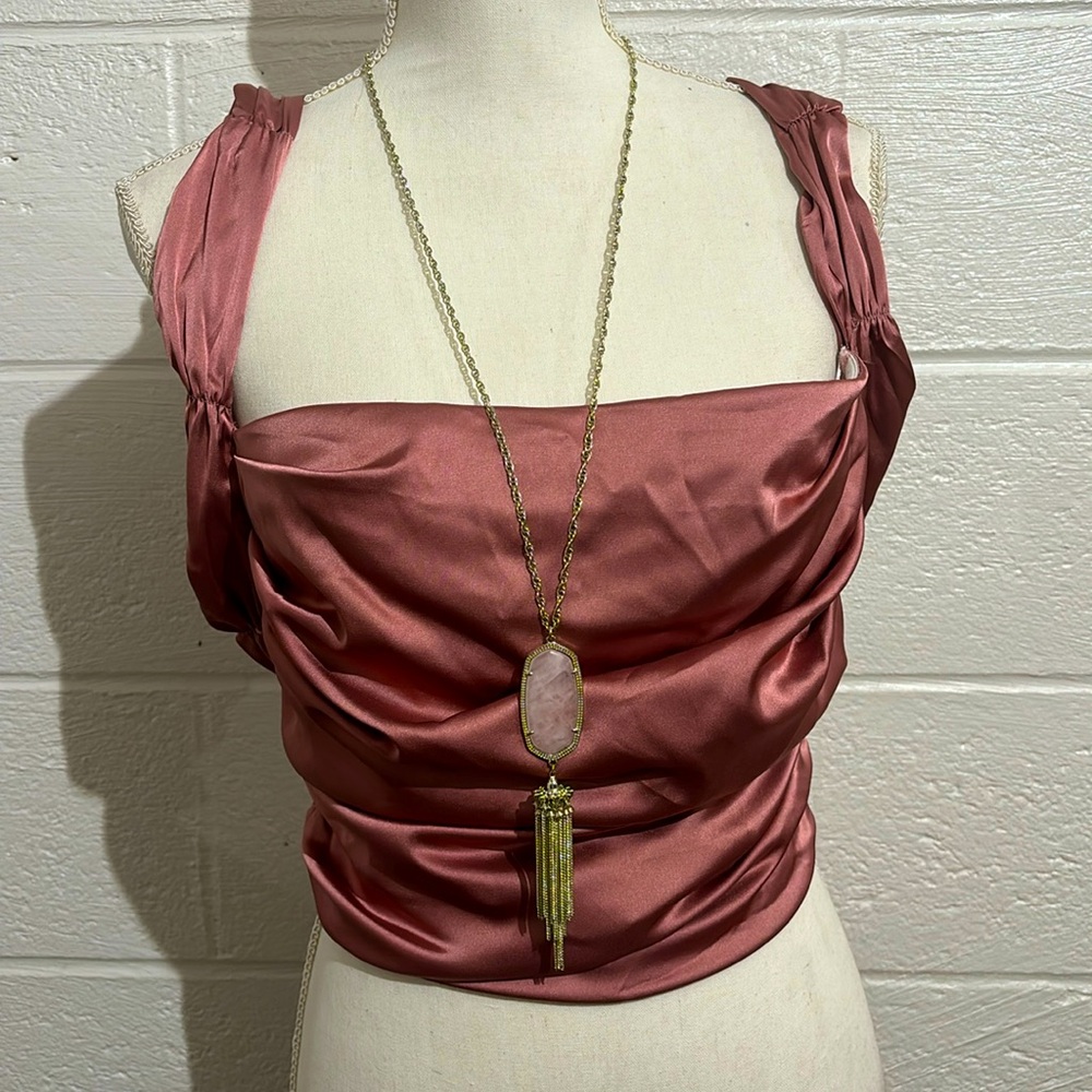 Two Eighteen L Satin Rose Corset Top